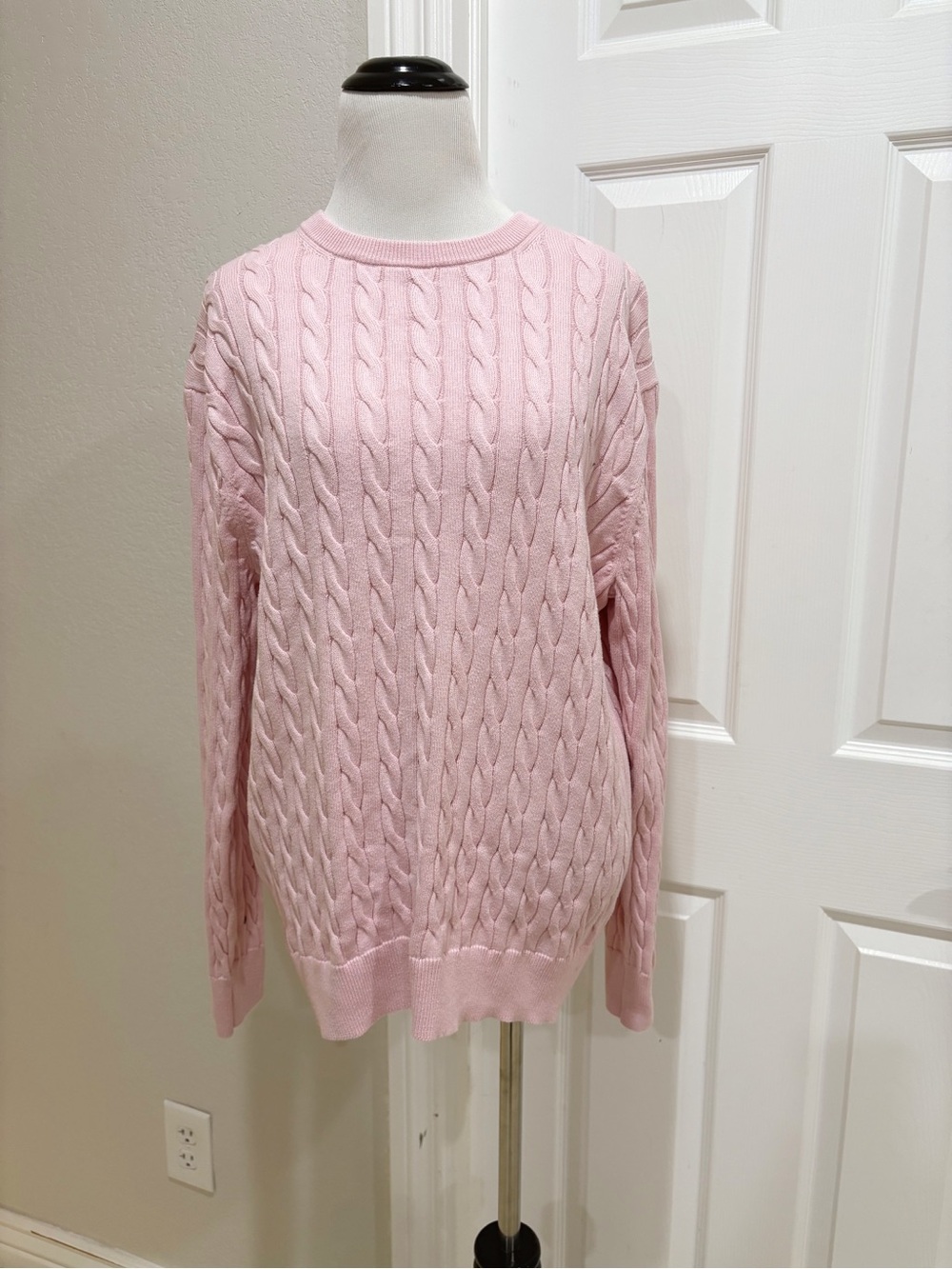 J.Crew Classic Cotton Cable Knit Baby Pink Women's Sweater Medium